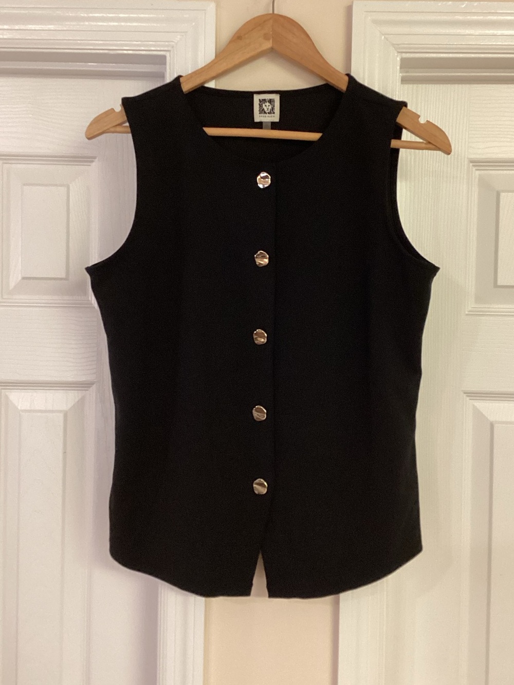 Anne Klein Black Vest Top With Gold Buttons